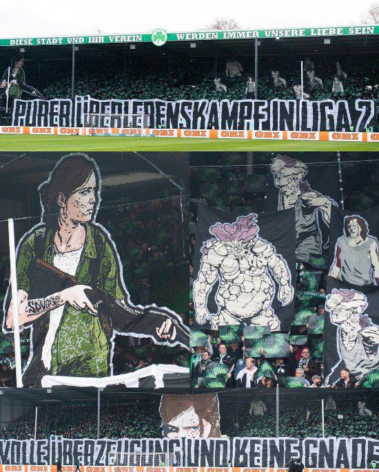 德乙球队粉丝以《最后生还者》为主题庆祝球场胜利
