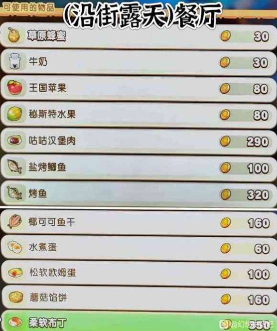 《幻想生活i 转圈圈的龙和偷取时间的少女》王都商店物品销售指南